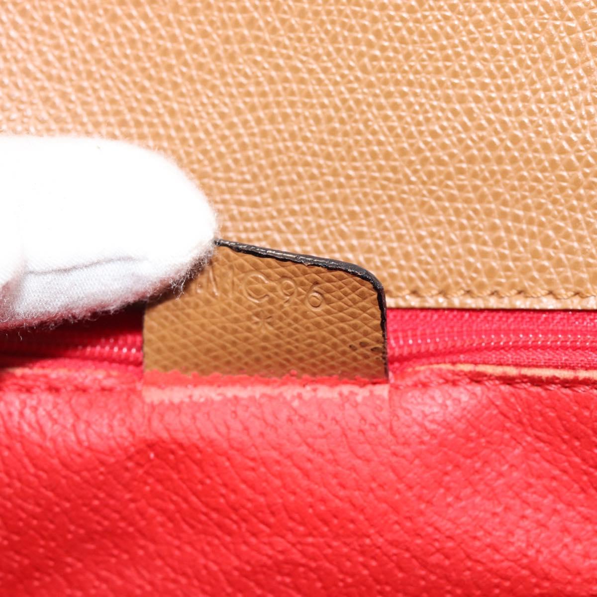 CELINE Hand Bag Leather 2way Beige Gold Auth 186265