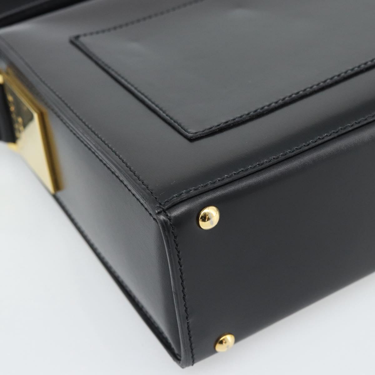 CELINE Hand Bag Leather Black Gold Auth 186268V