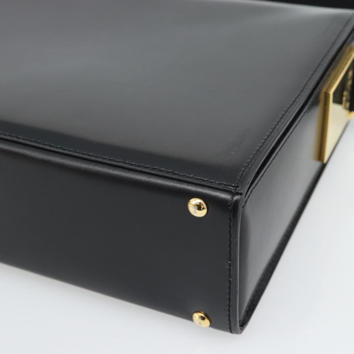 CELINE Hand Bag Leather Black Gold Auth 186268V