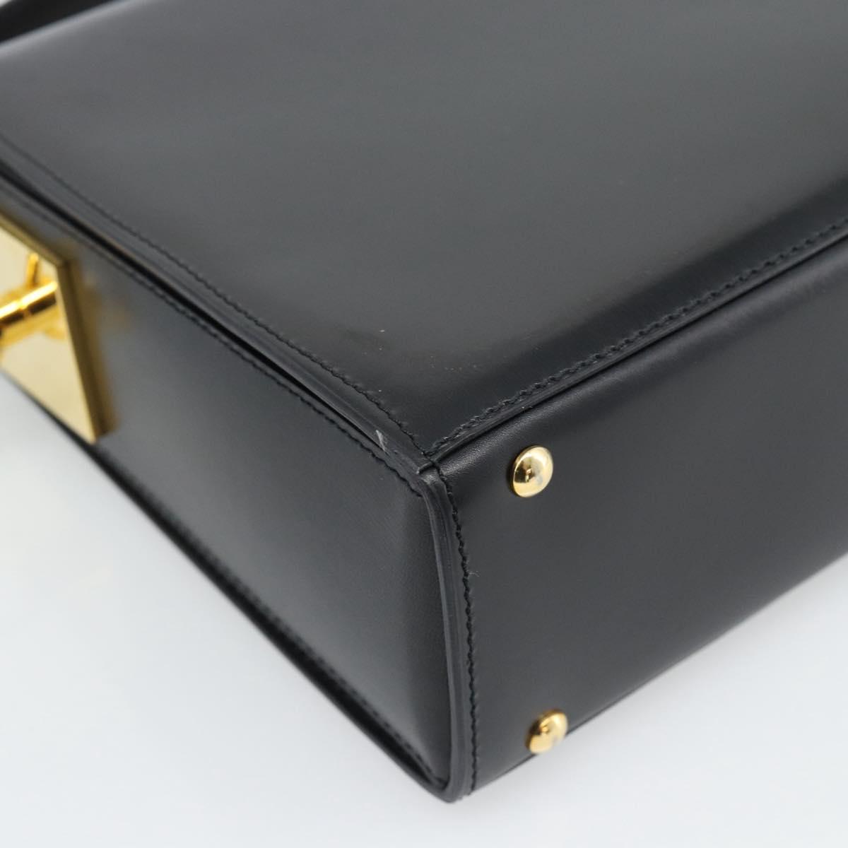 CELINE Hand Bag Leather Black Gold Auth 186268V