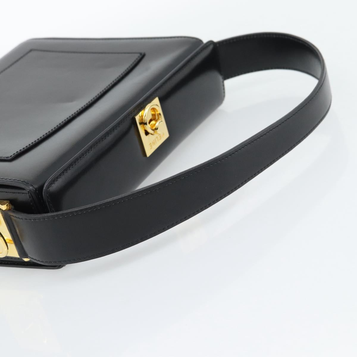 CELINE Hand Bag Leather Black Gold Auth 186268V