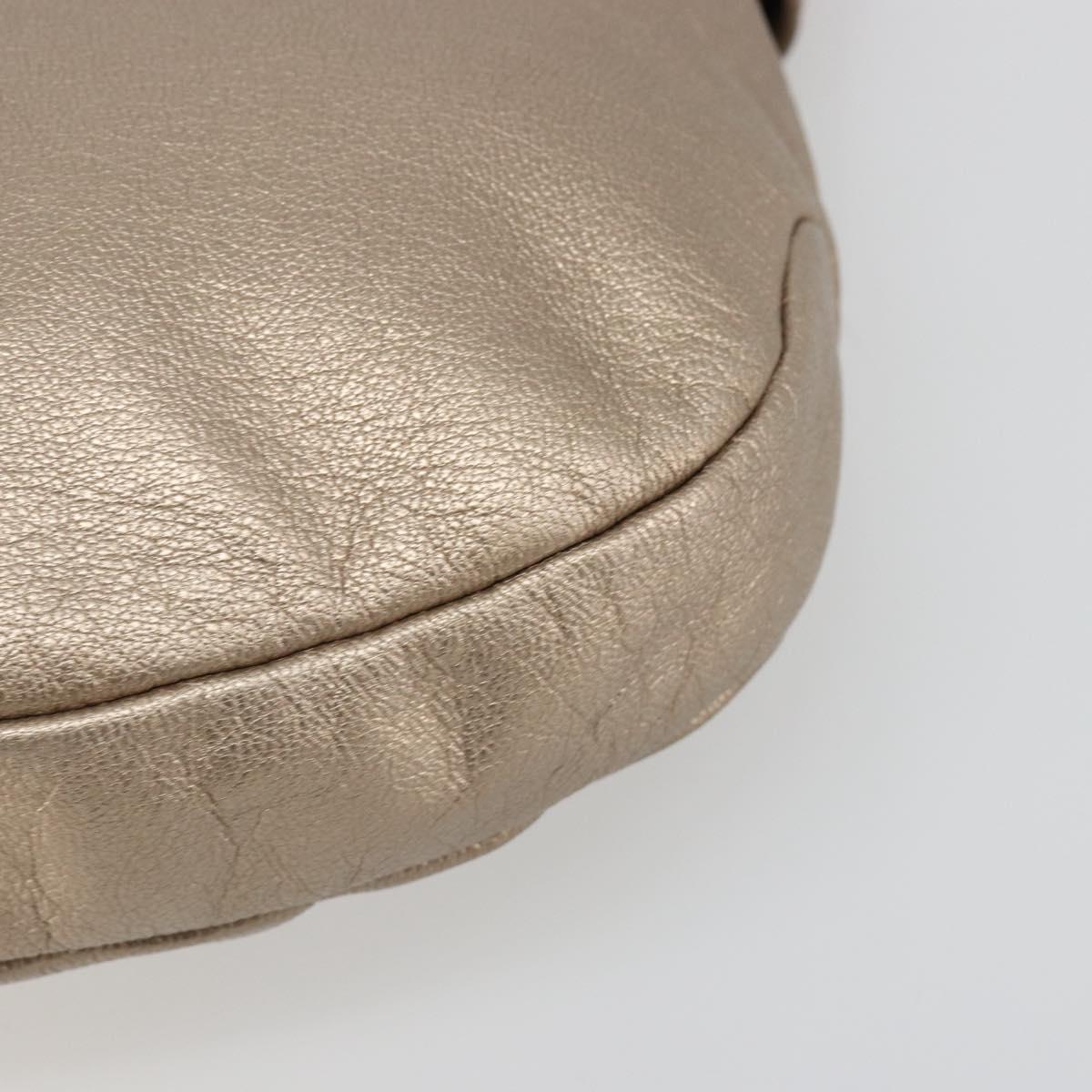 Salvatore Ferragamo Vala Shoulder Bag Leather Champagne Gold Gold Auth 186269A