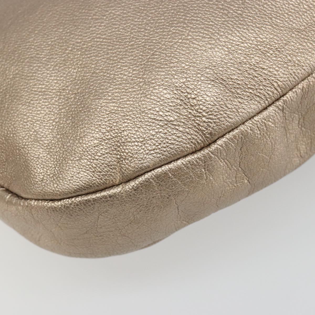 Salvatore Ferragamo Vala Shoulder Bag Leather Champagne Gold Gold Auth 186269A