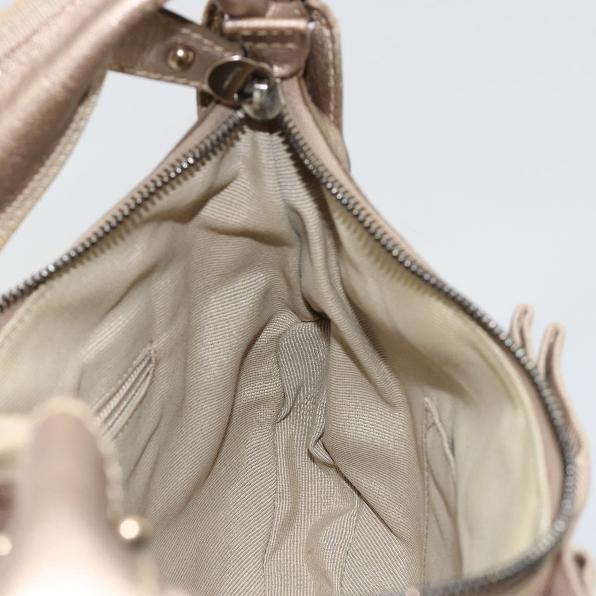 Salvatore Ferragamo Vala Shoulder Bag Leather Champagne Gold Gold Auth 186269A