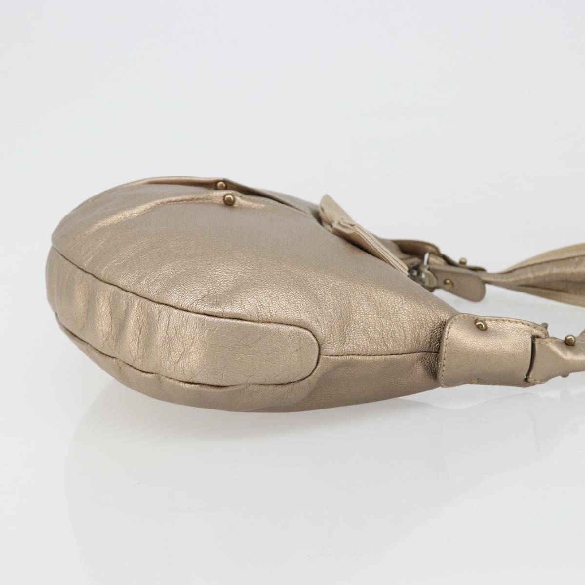 Salvatore Ferragamo Vala Shoulder Bag Leather Champagne Gold Gold Auth 186269A