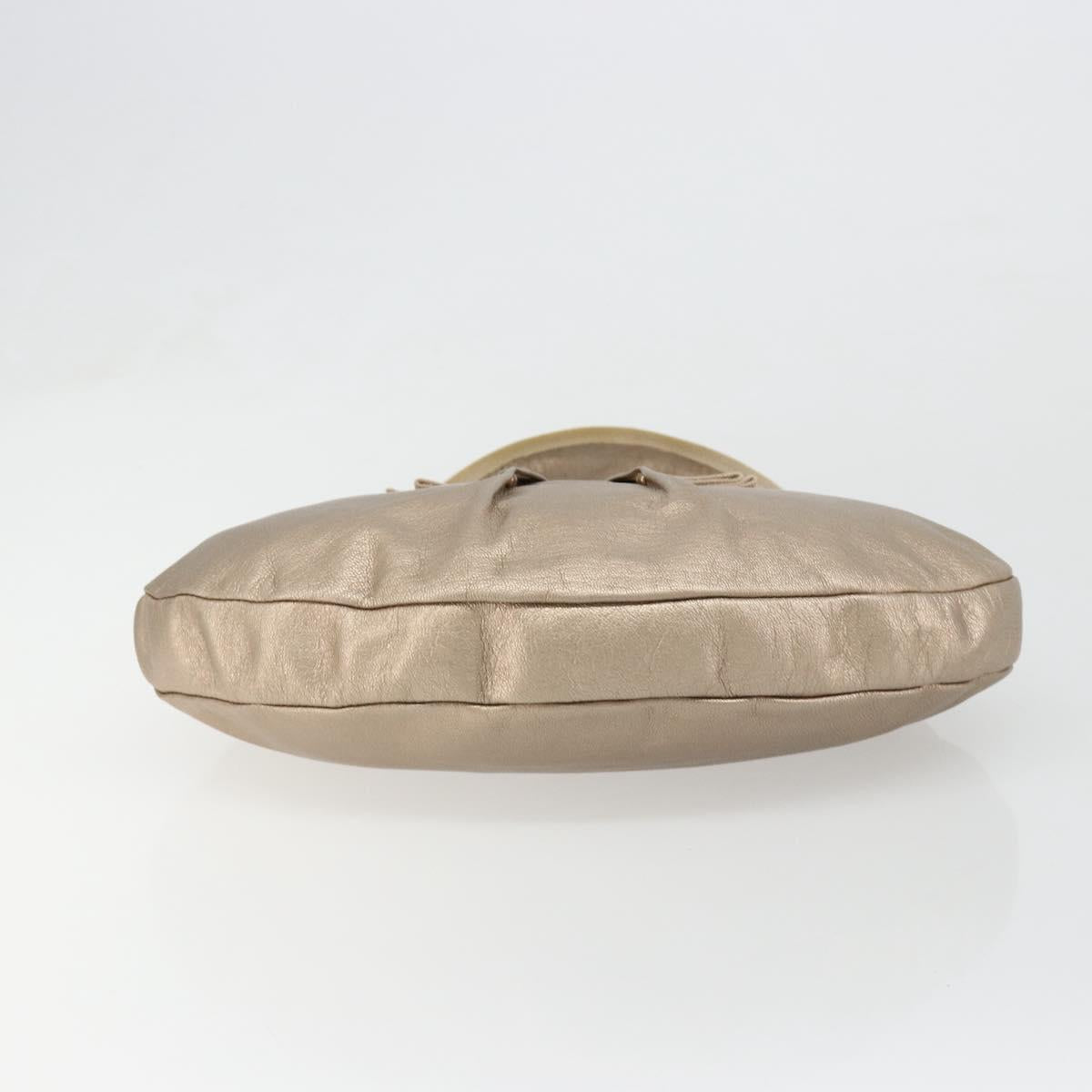 Salvatore Ferragamo Vala Shoulder Bag Leather Champagne Gold Gold Auth 186269A