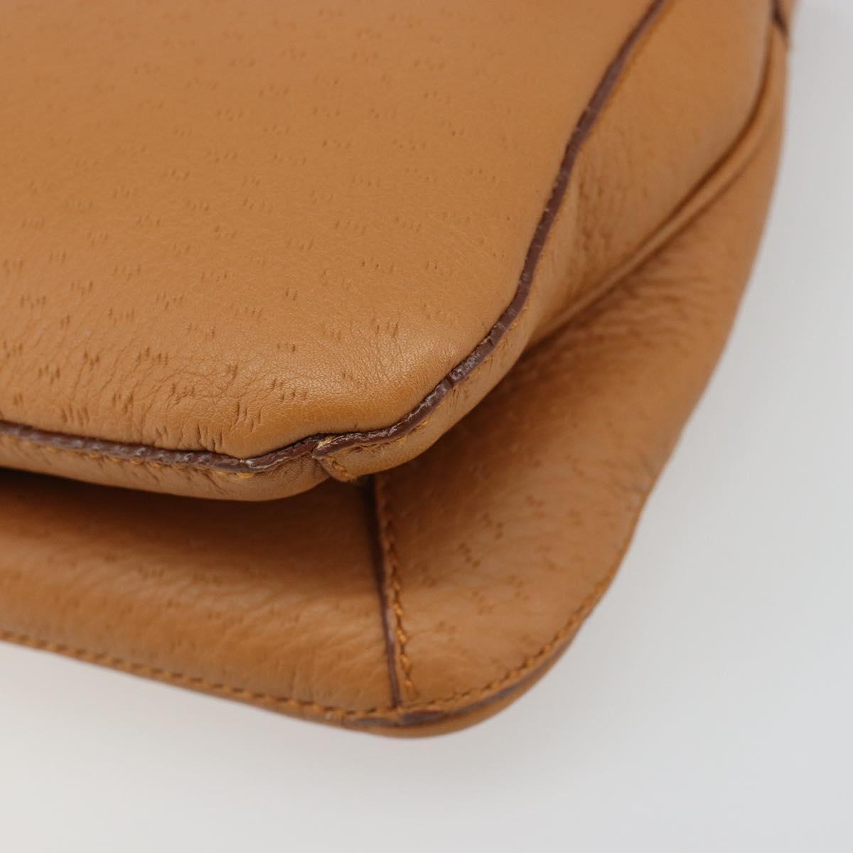 Salvatore Ferragamo Gancini Shoulder Bag Leather Brown Gold Auth 186271A
