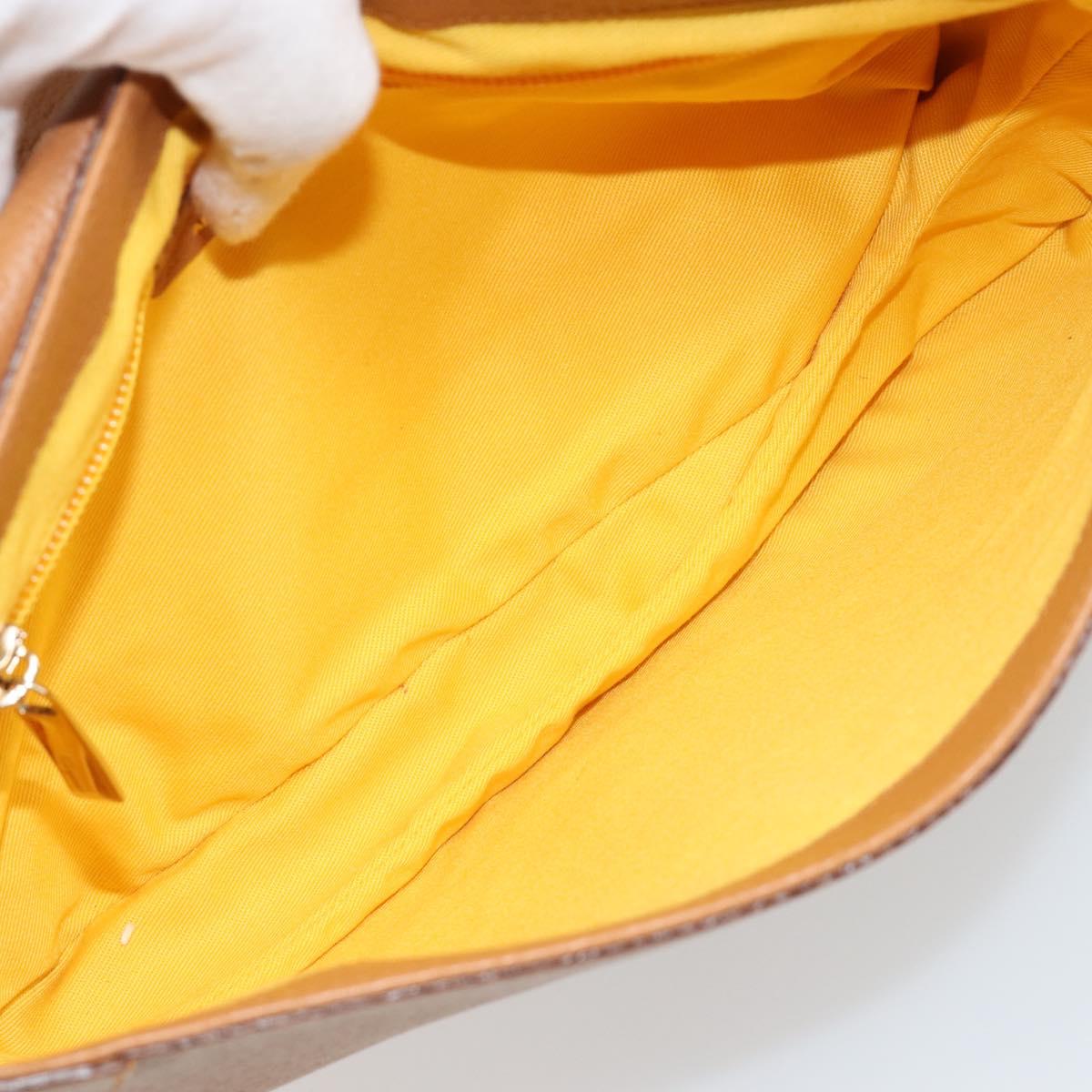 Salvatore Ferragamo Gancini Shoulder Bag Leather Brown Gold Auth 186271A