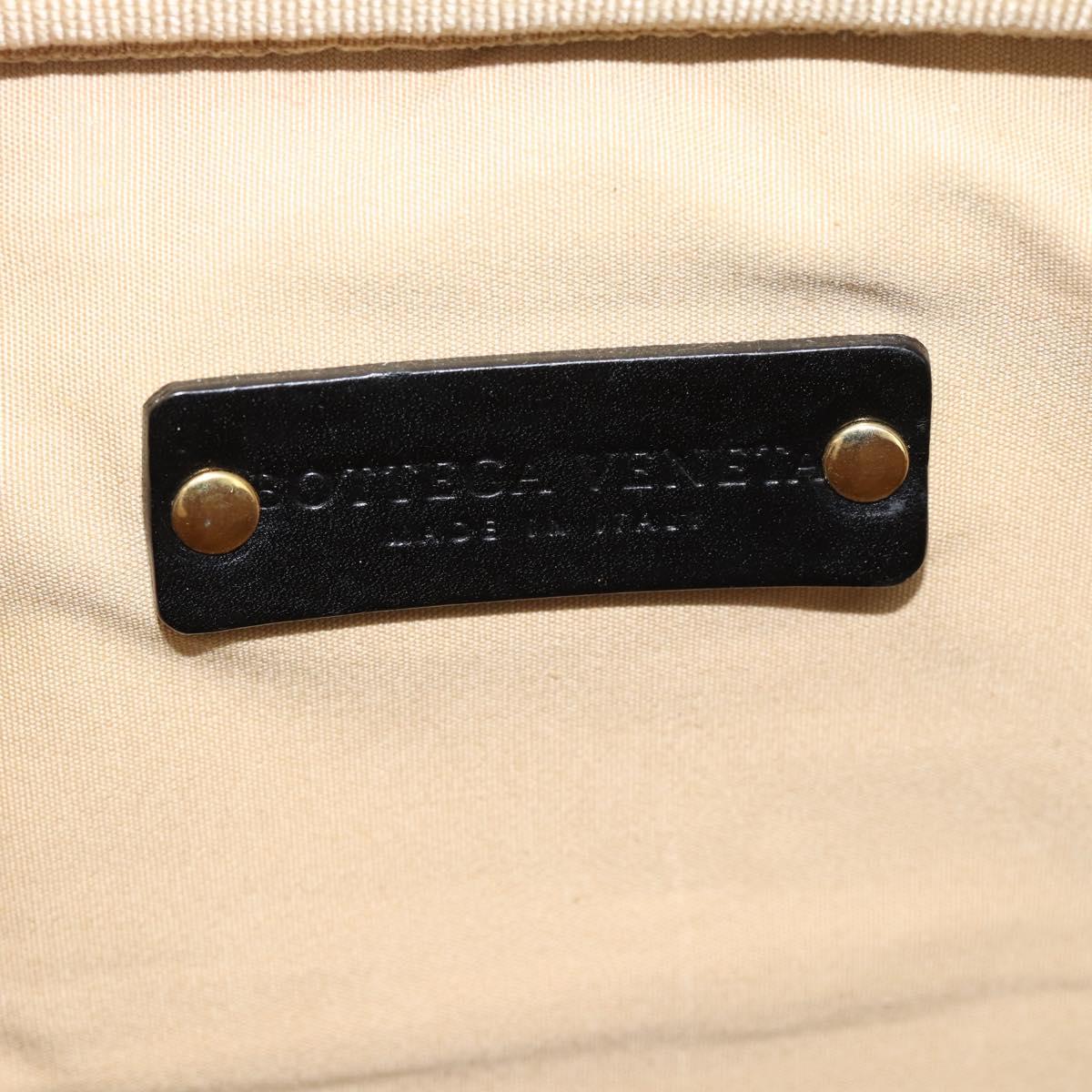 BOTTEGA VENETA Boston Bag PVC Canvas Beige Gold Auth 186272A