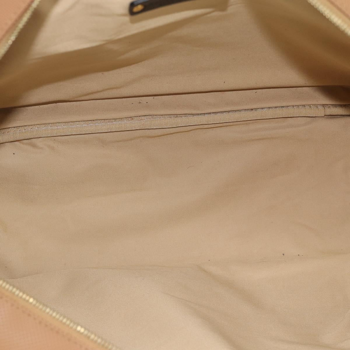 BOTTEGA VENETA Boston Bag PVC Canvas Beige Gold Auth 186272A