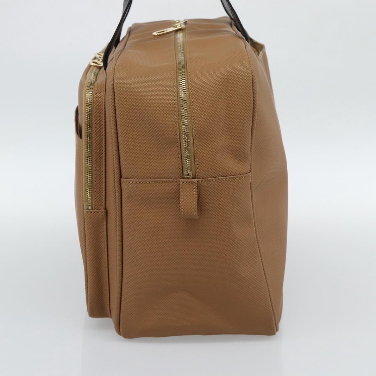 BOTTEGA VENETA Boston Bag PVC Canvas Beige Gold Auth 186272A