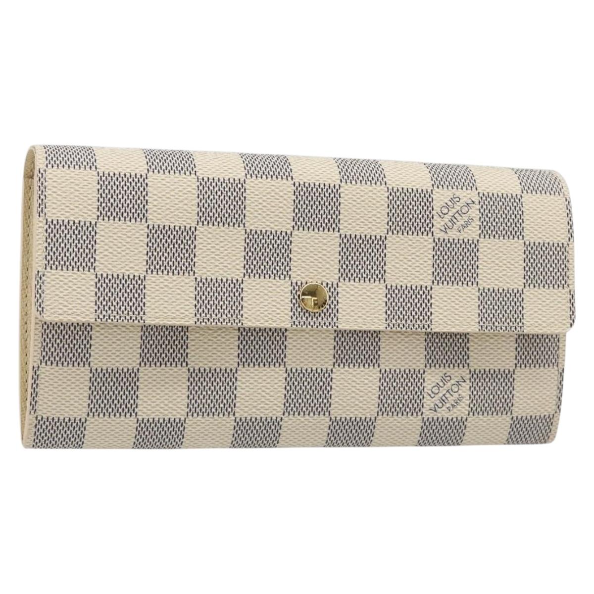 LOUIS VUITTON Damier Azur Portefeuille Sarah Long Wallet N61735 LV Auth 186278V