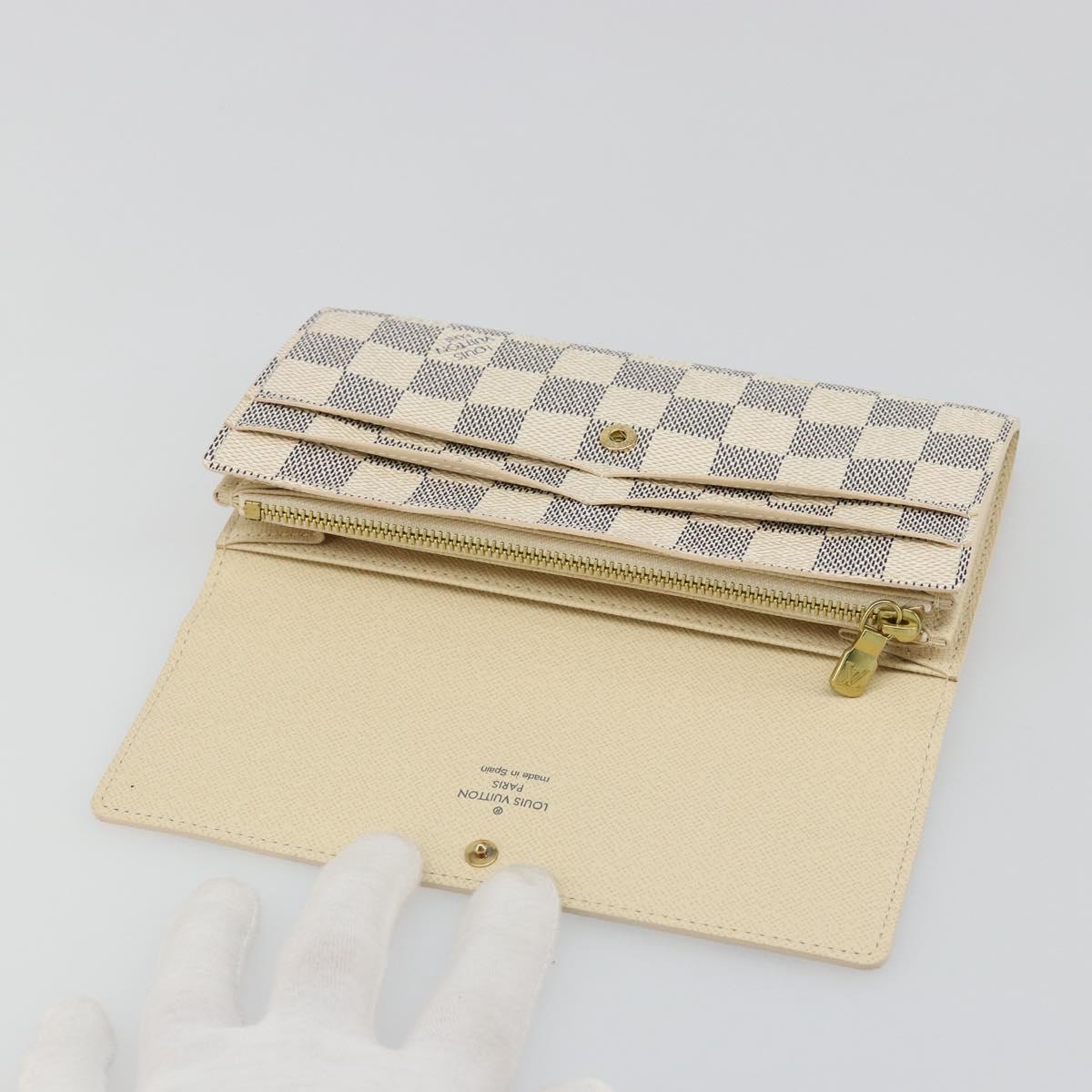 LOUIS VUITTON Damier Azur Portefeuille Sarah Long Wallet N61735 LV Auth 186278V