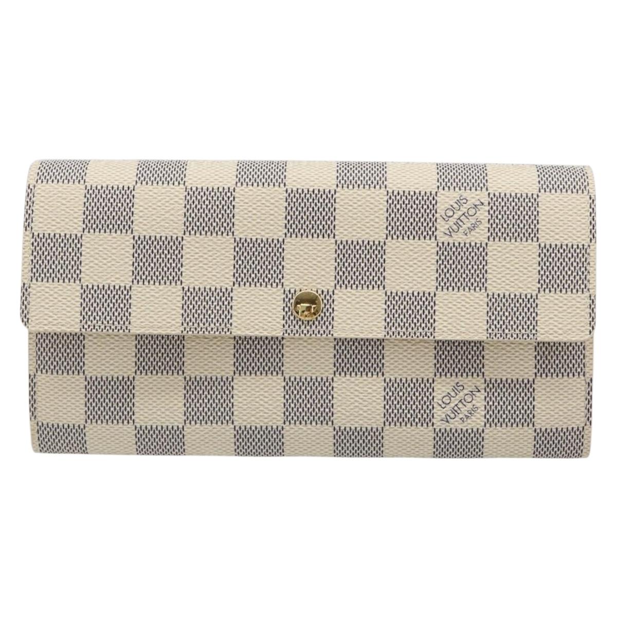 LOUIS VUITTON Damier Azur Portefeuille Sarah Long Wallet N61735 LV Auth 186278V