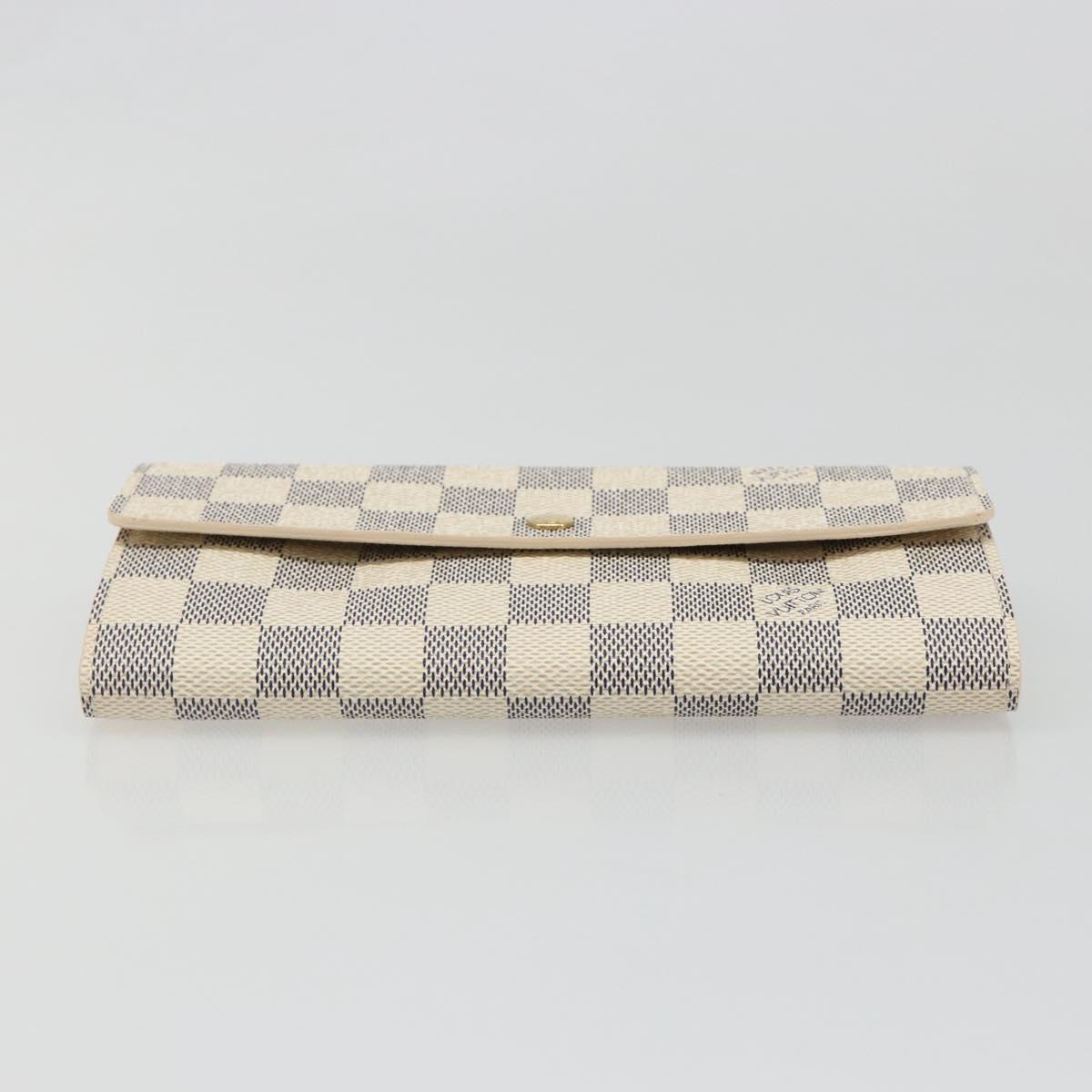 LOUIS VUITTON Damier Azur Portefeuille Sarah Long Wallet N61735 LV Auth 186278V