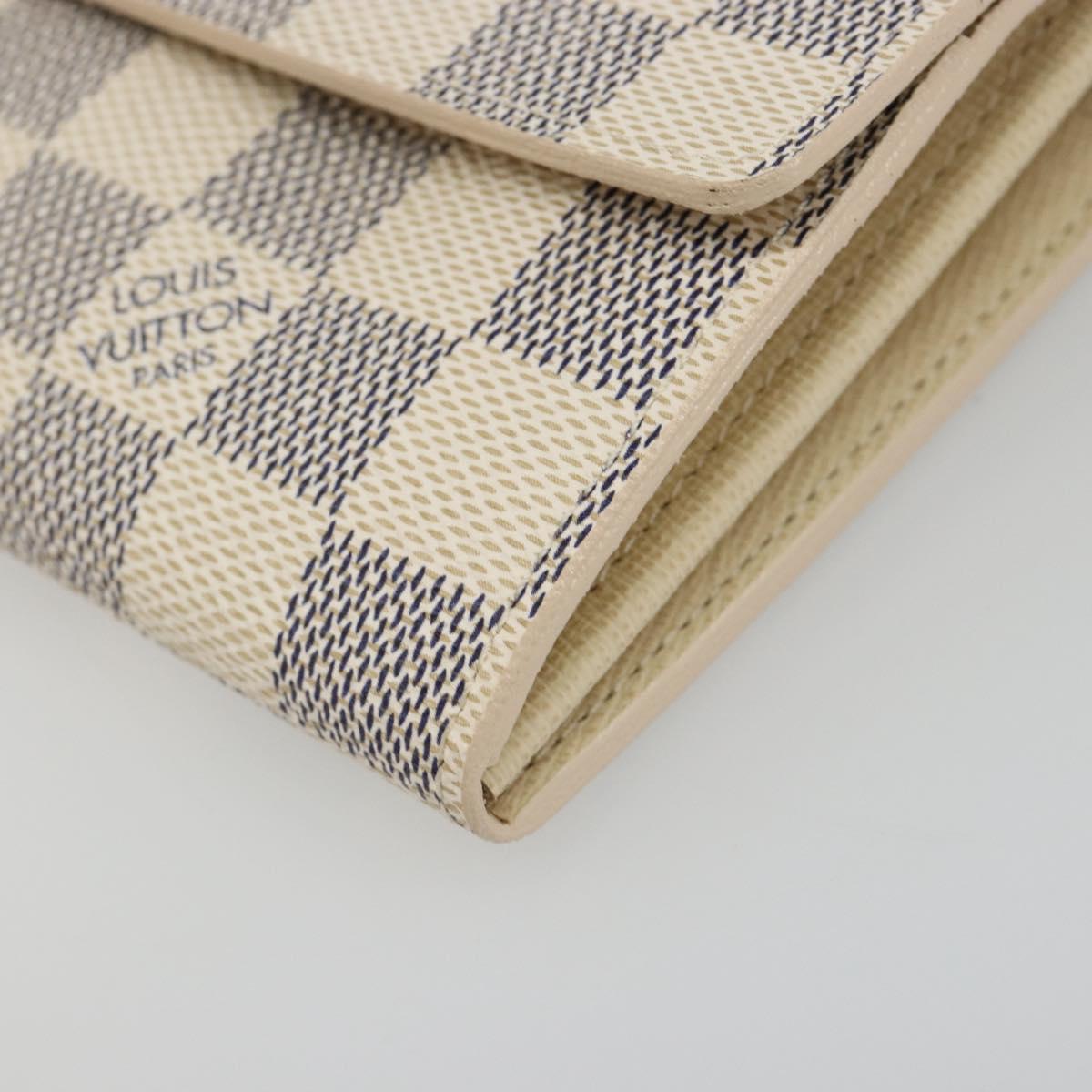 LOUIS VUITTON Damier Azur Portefeuille Sarah Long Wallet N61735 LV Auth 186278V