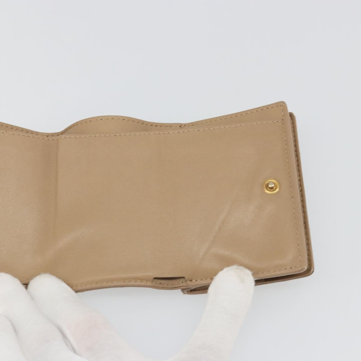 SAINT LAURENT Cassandra Wallet Leather Beige Gold Auth 186279A