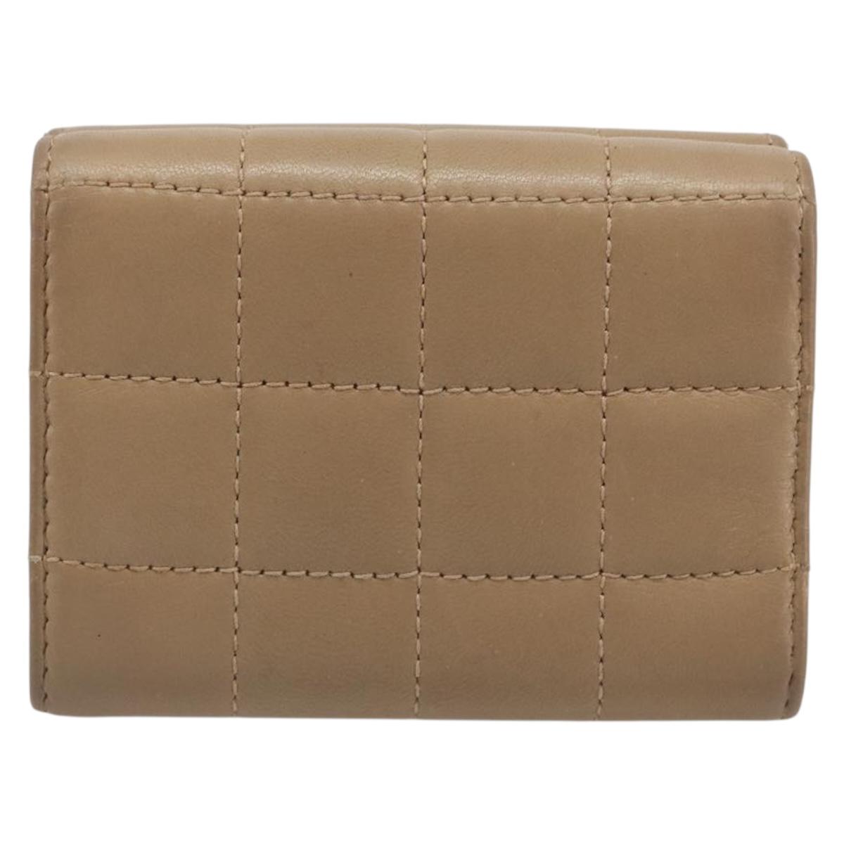 SAINT LAURENT Cassandra Wallet Leather Beige Gold Auth 186279A