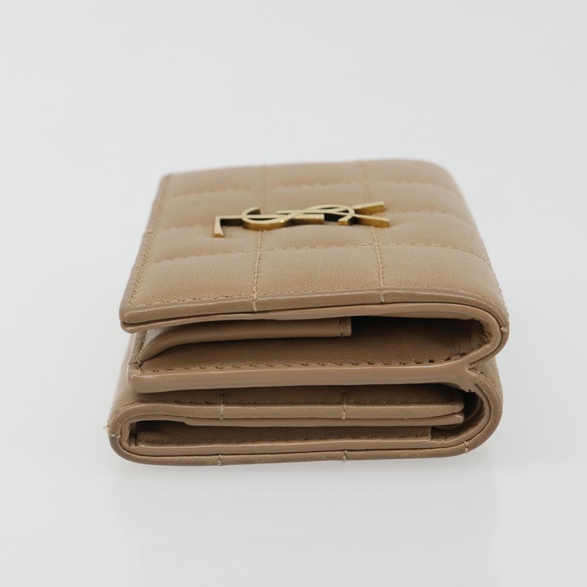 SAINT LAURENT Cassandra Wallet Leather Beige Gold Auth 186279A