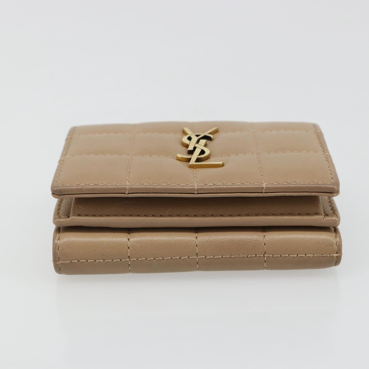 SAINT LAURENT Cassandra Wallet Leather Beige Gold Auth 186279A