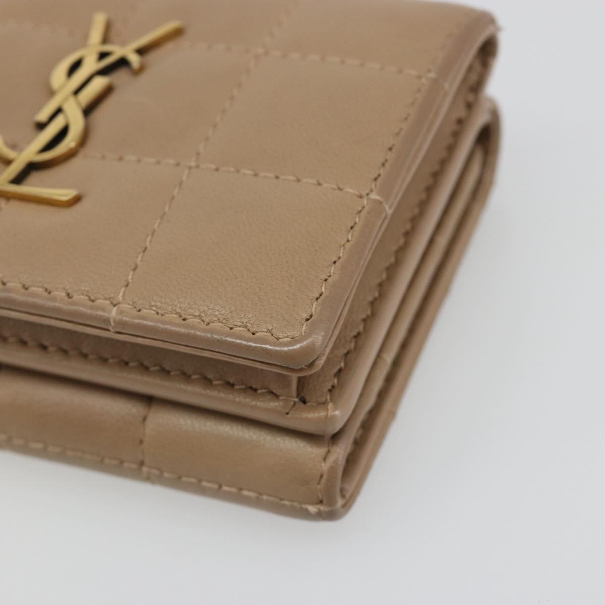 SAINT LAURENT Cassandra Wallet Leather Beige Gold Auth 186279A