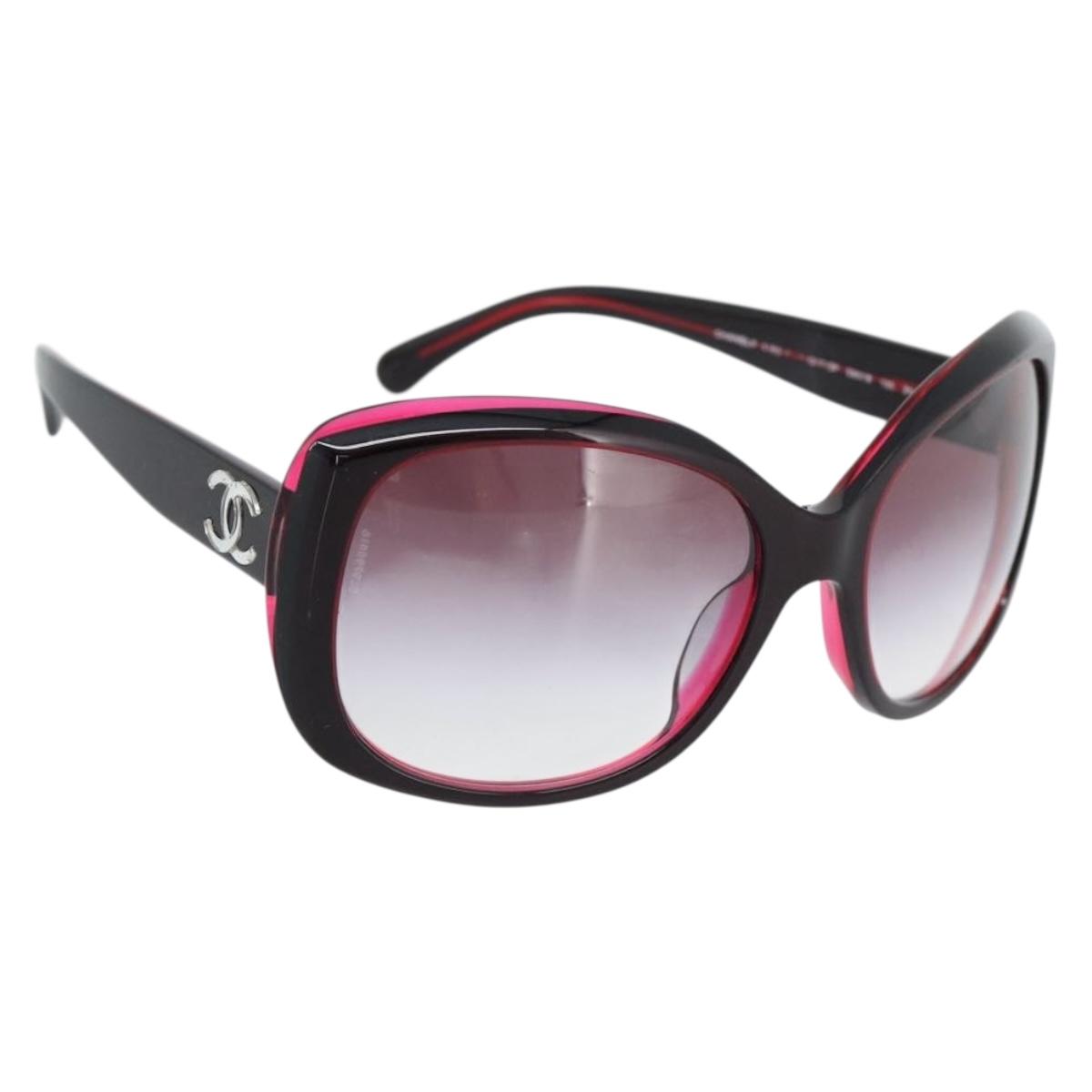 CHANEL COCO Mark Sunglasses Plastic Red CC Auth 186282M