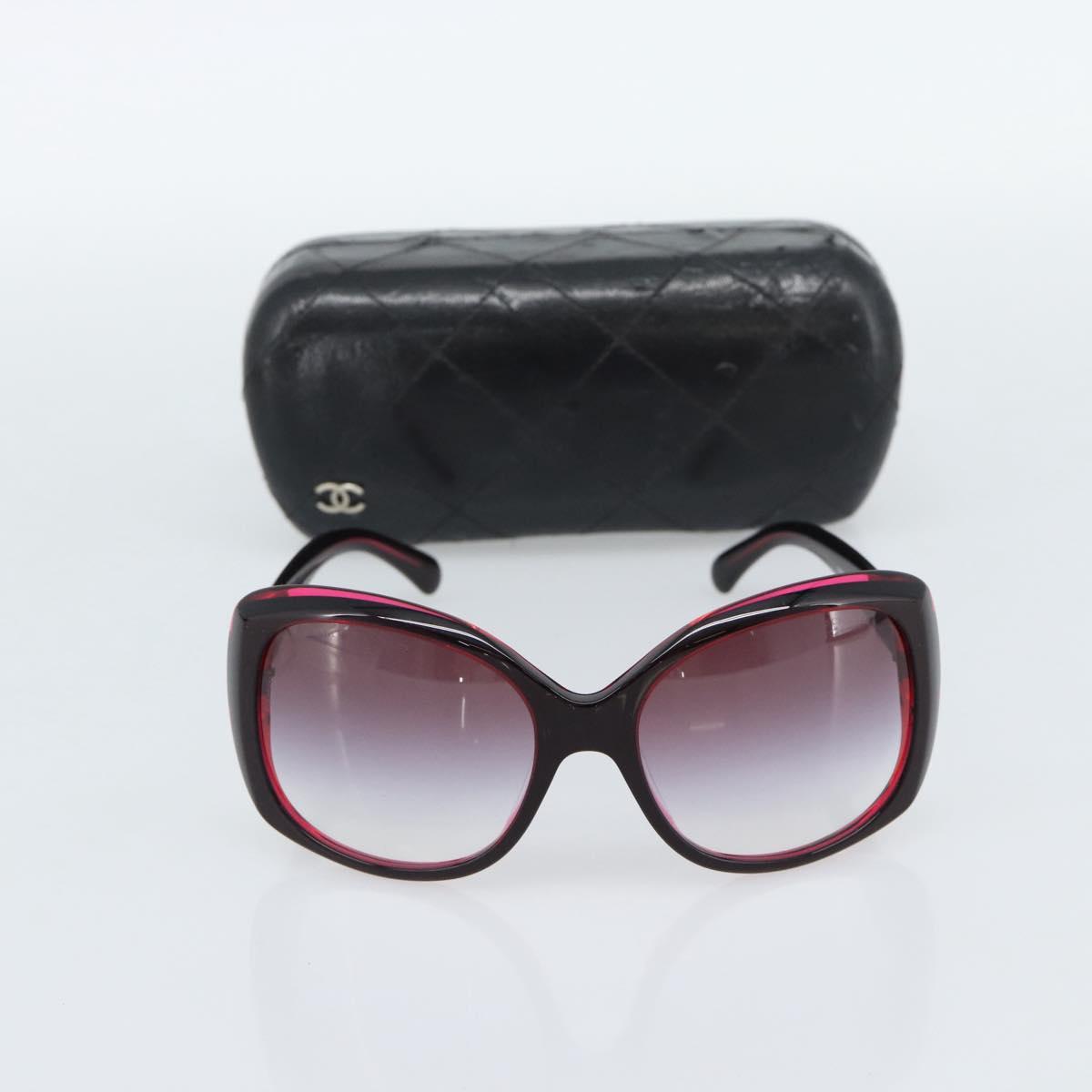 CHANEL COCO Mark Sunglasses Plastic Red CC Auth 186282M