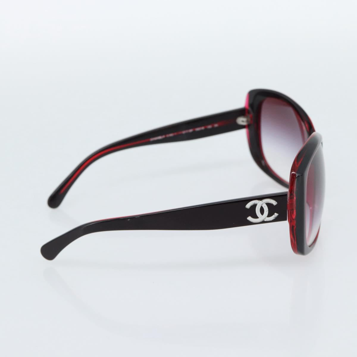 CHANEL COCO Mark Sunglasses Plastic Red CC Auth 186282M