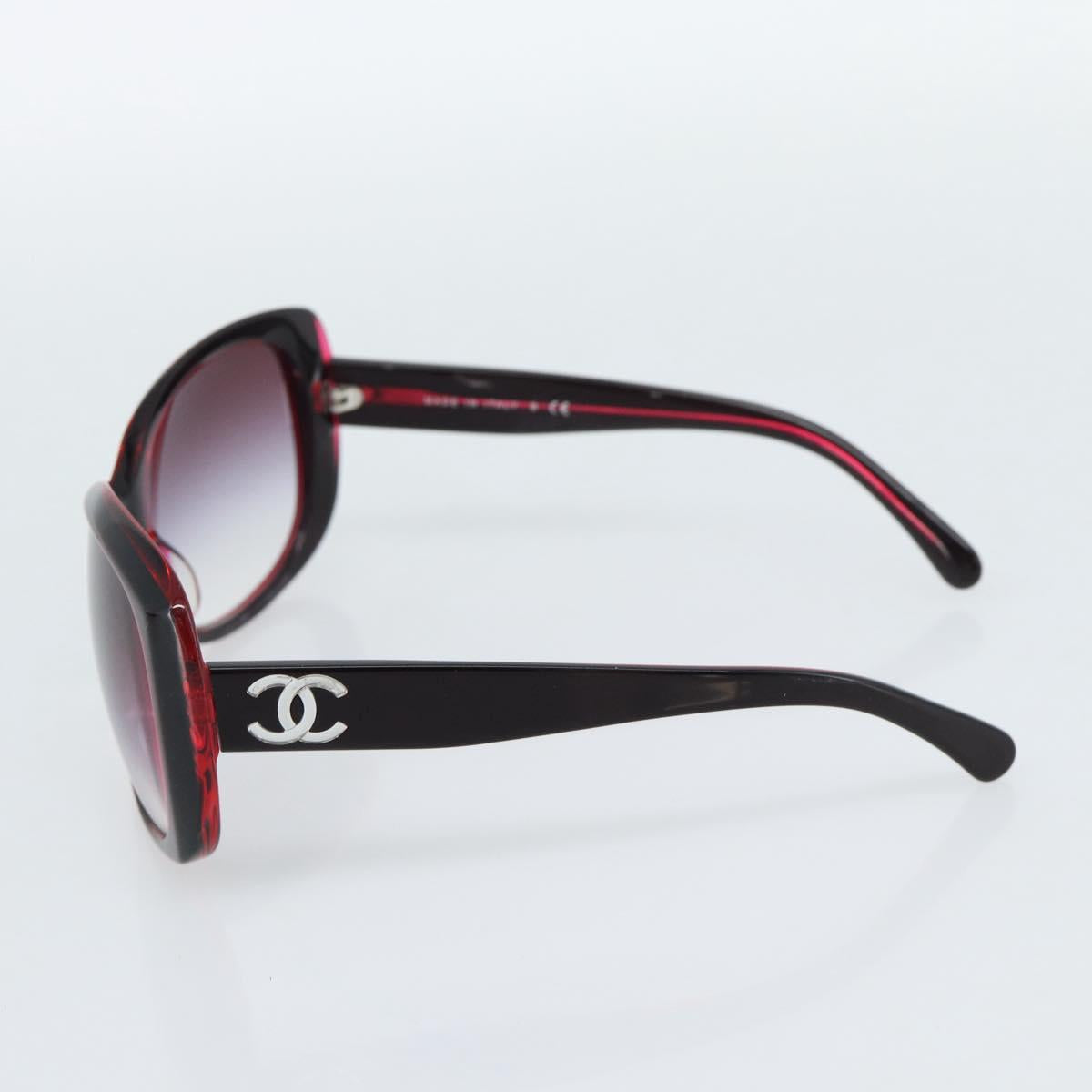 CHANEL COCO Mark Sunglasses Plastic Red CC Auth 186282M