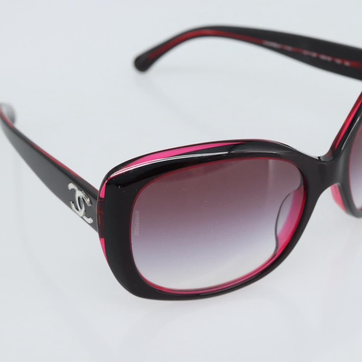 CHANEL COCO Mark Sunglasses Plastic Red CC Auth 186282M