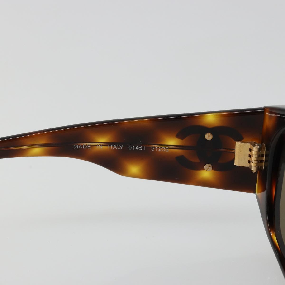 CHANEL COCO Mark Sunglasses plastic Brown CC Auth 186283