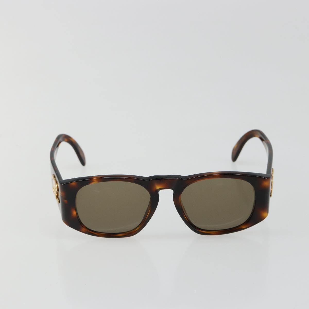 CHANEL COCO Mark Sunglasses plastic Brown CC Auth 186283