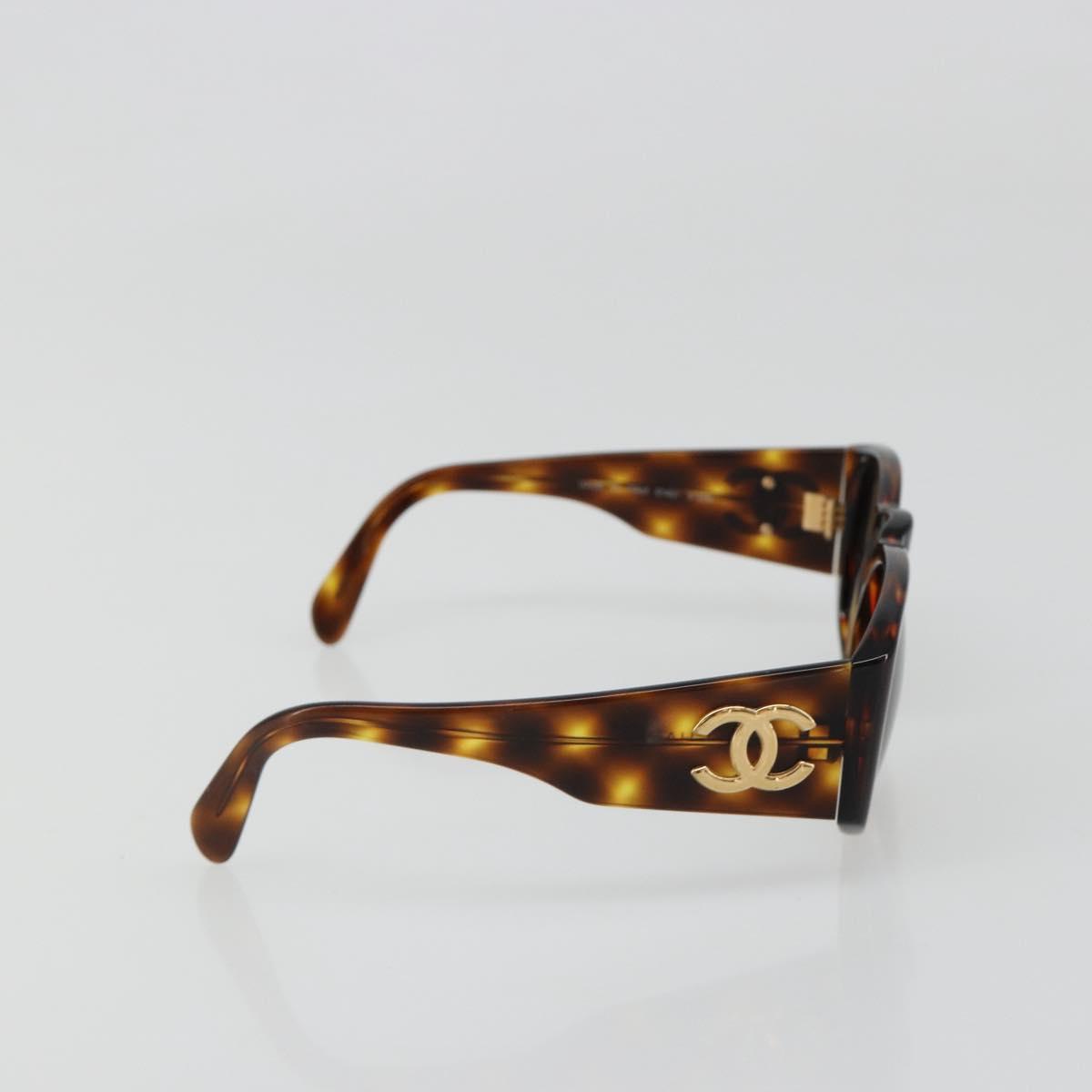CHANEL COCO Mark Sunglasses plastic Brown CC Auth 186283