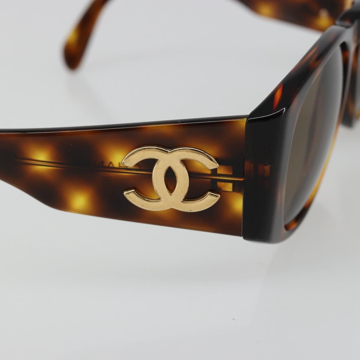 CHANEL COCO Mark Sunglasses plastic Brown CC Auth 186283