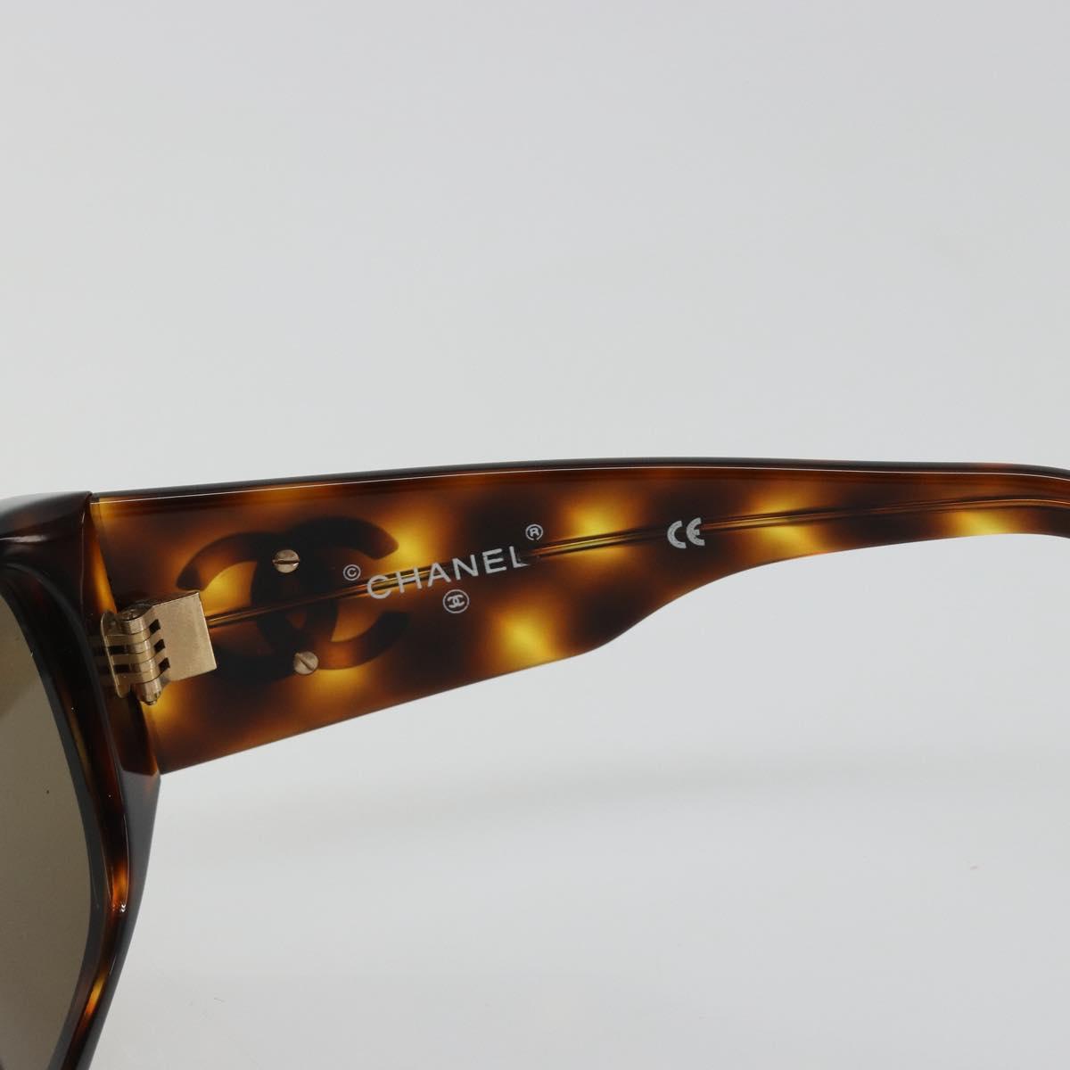 CHANEL COCO Mark Sunglasses plastic Brown CC Auth 186283