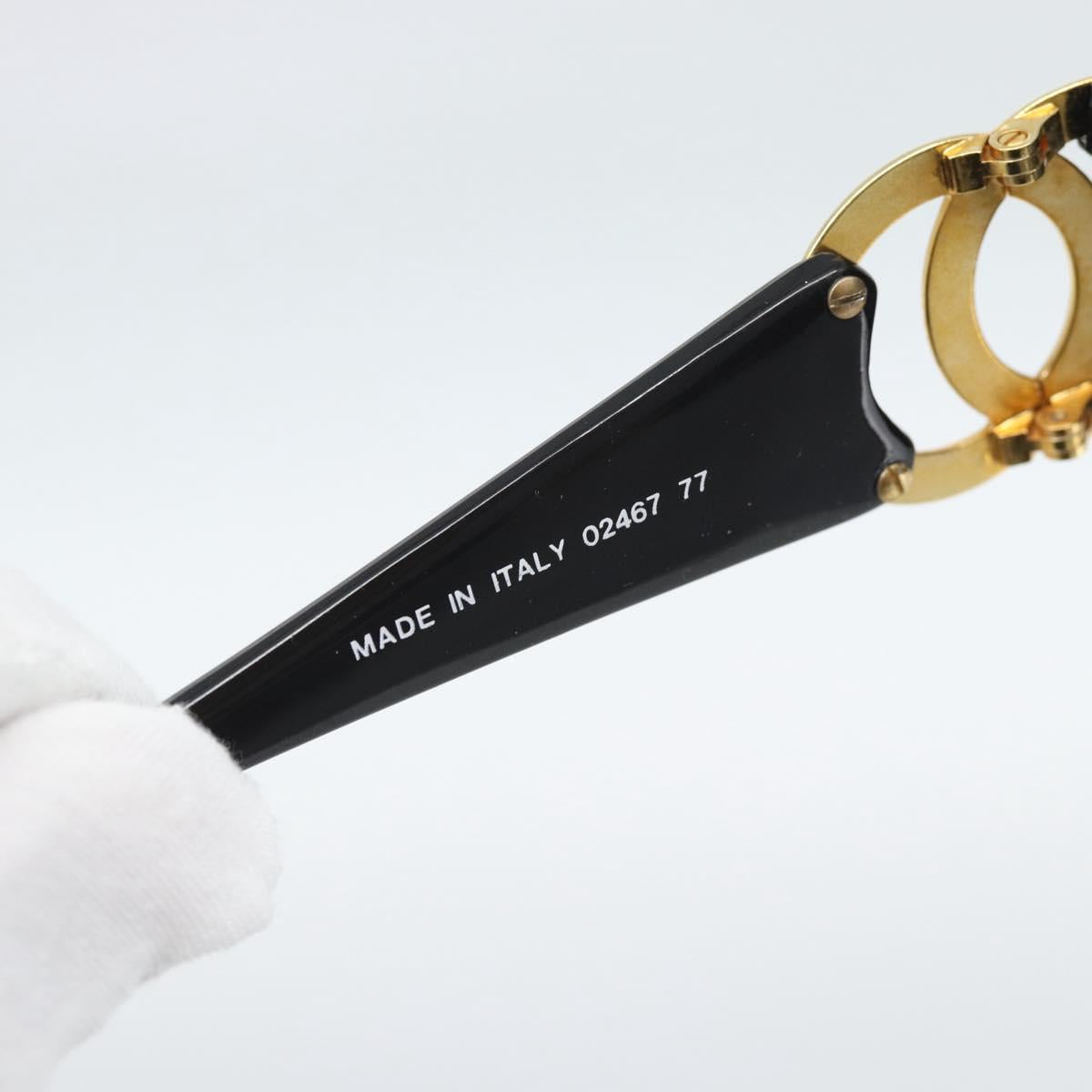 CHANEL COCO Mark Sunglasses Plastic Black Gold CC Auth 186284M