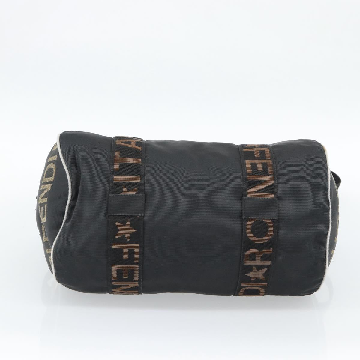FENDI Hand Bag Canvas 2way Black Gold Auth 186293