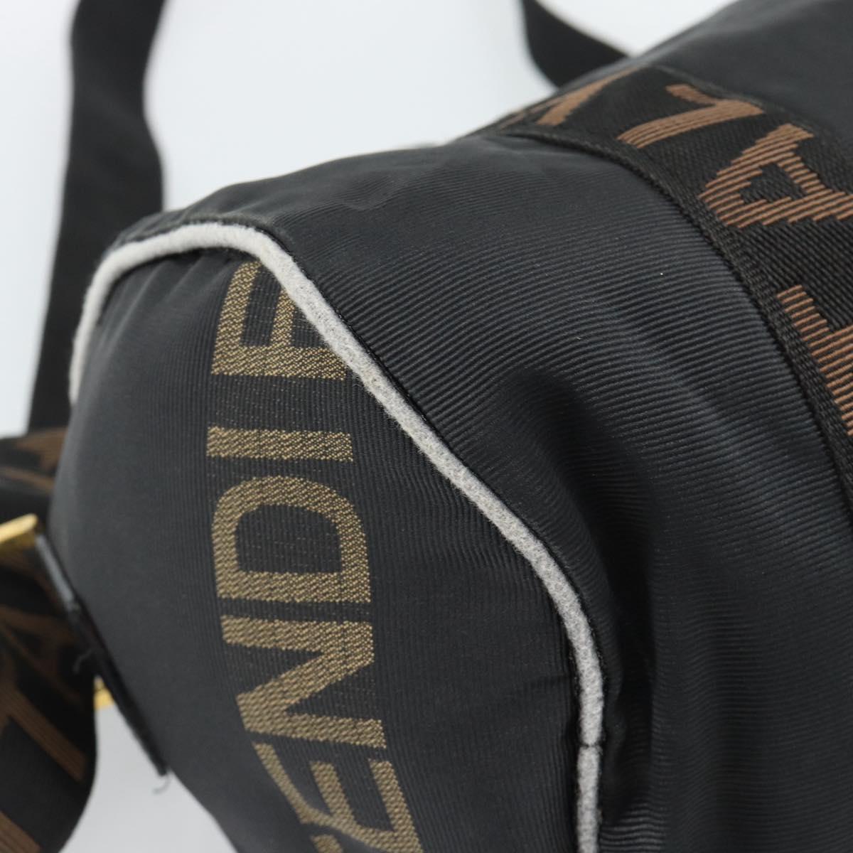 FENDI Hand Bag Canvas 2way Black Gold Auth 186293