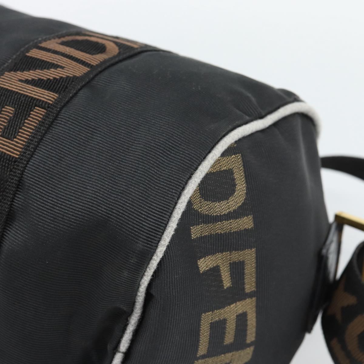 FENDI Hand Bag Canvas 2way Black Gold Auth 186293
