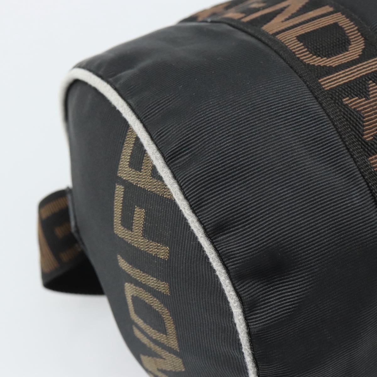 FENDI Hand Bag Canvas 2way Black Gold Auth 186293