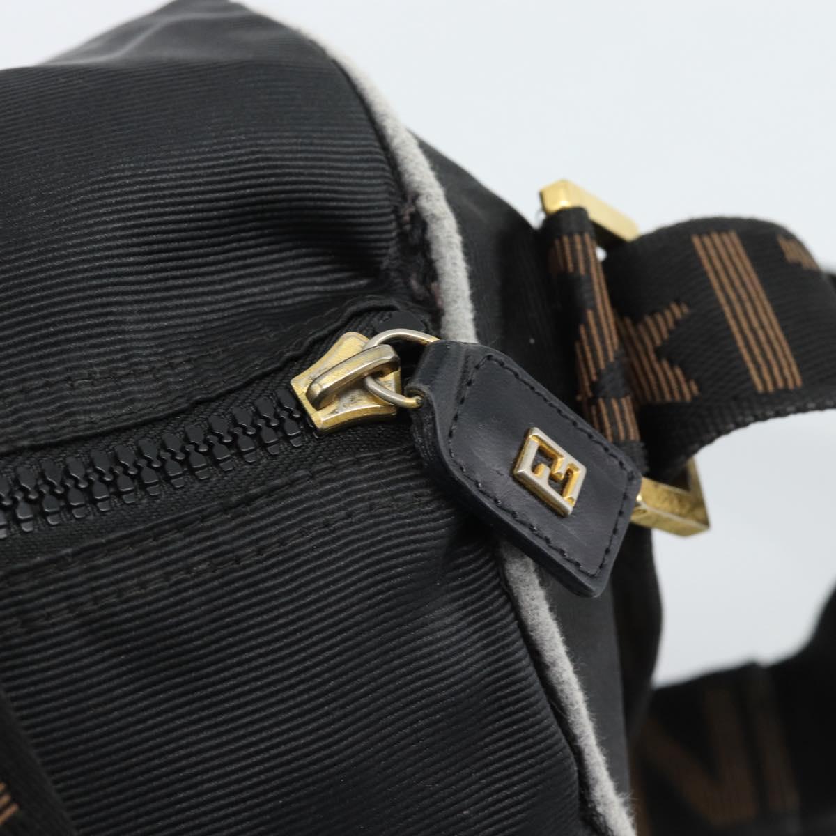 FENDI Hand Bag Canvas 2way Black Gold Auth 186293