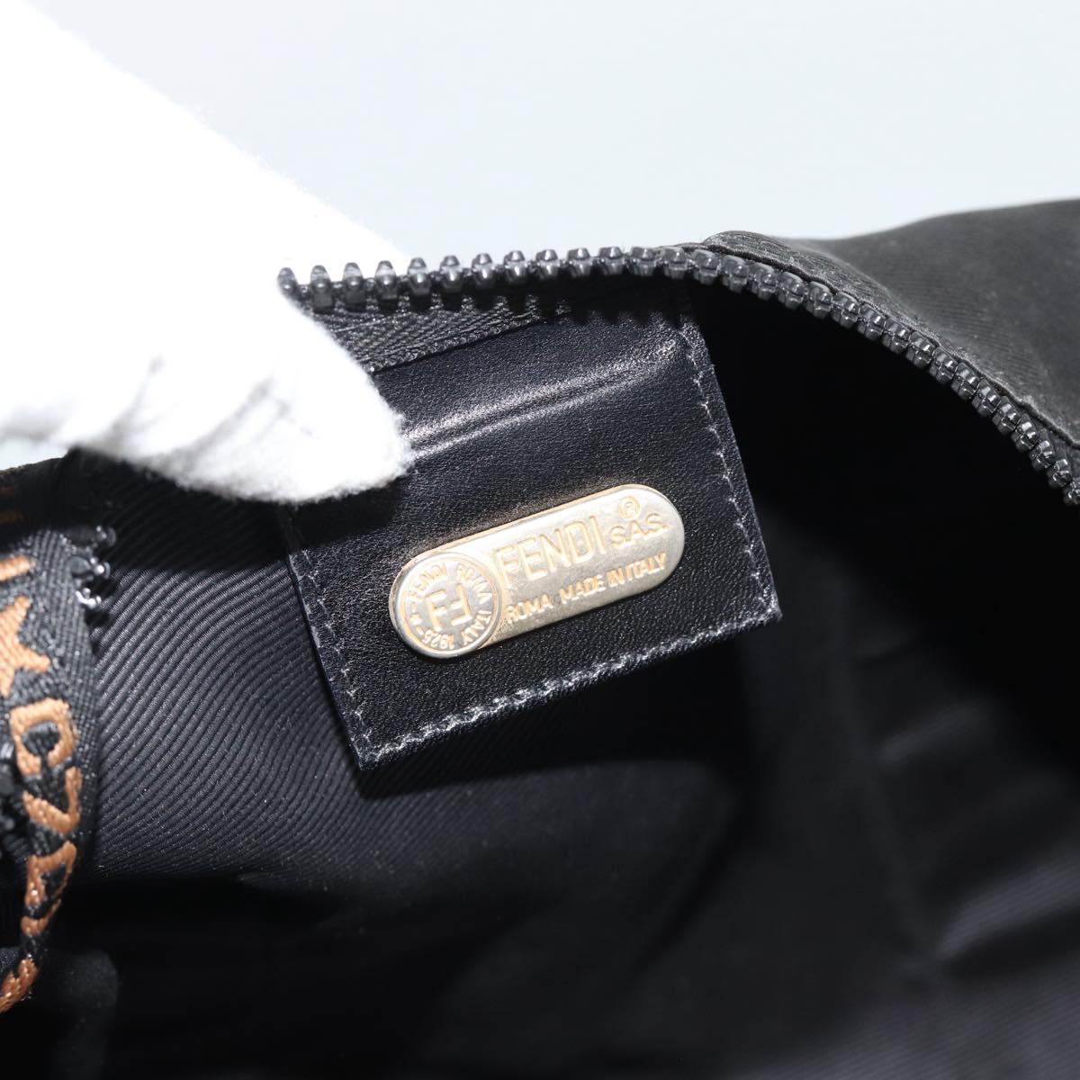 FENDI Hand Bag Canvas 2way Black Gold Auth 186293