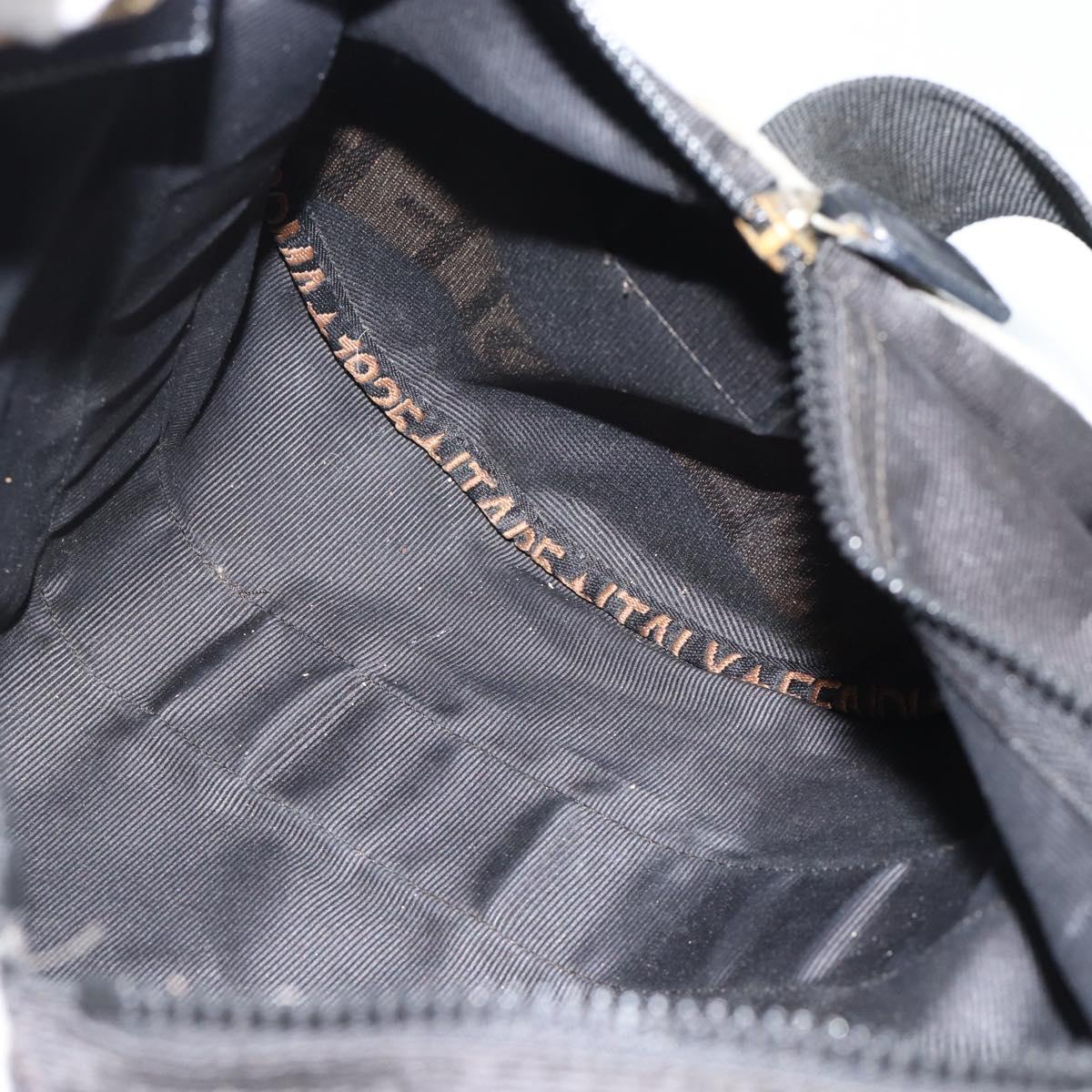FENDI Hand Bag Canvas 2way Black Gold Auth 186293