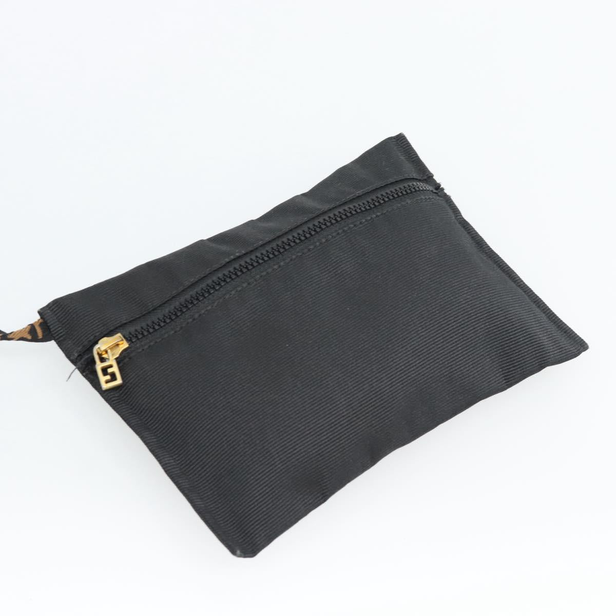 FENDI Hand Bag Canvas 2way Black Gold Auth 186293