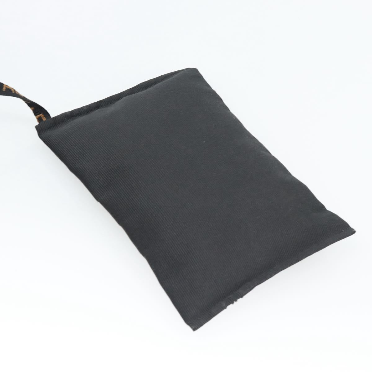 FENDI Hand Bag Canvas 2way Black Gold Auth 186293