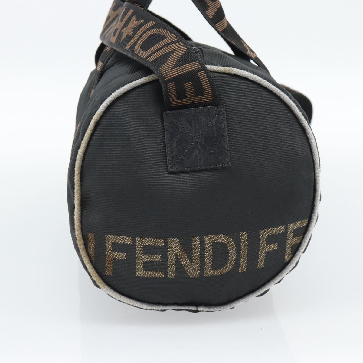 FENDI Hand Bag Canvas 2way Black Gold Auth 186293