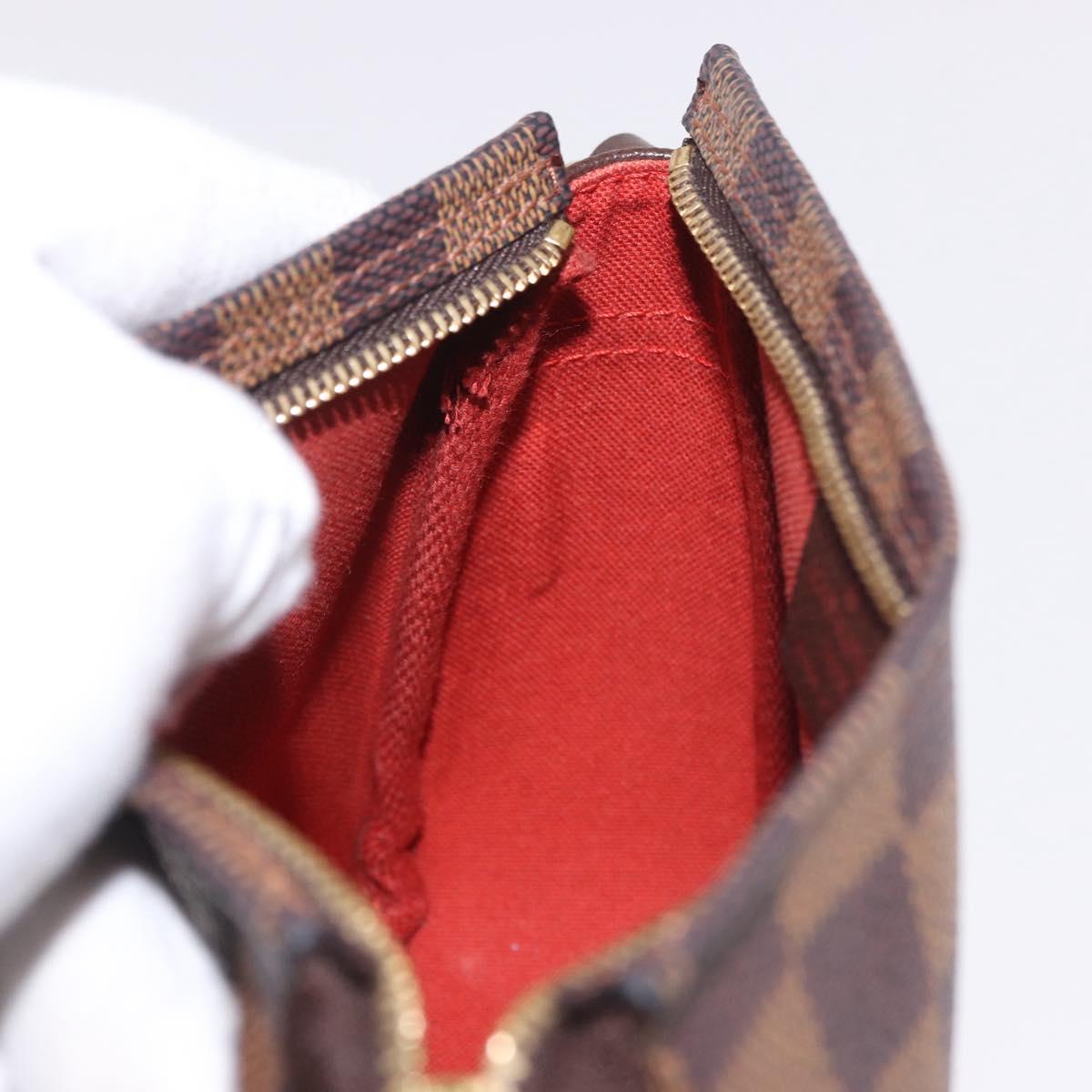 LOUIS VUITTON Damier Ebene Trousse Makeup Pouch N51982 LV Auth 186298V