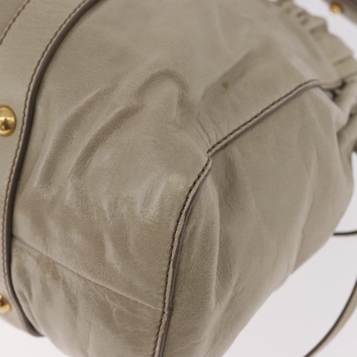 Miu Miu Hand Bag Leather 2way Beige Gold Auth 186300M