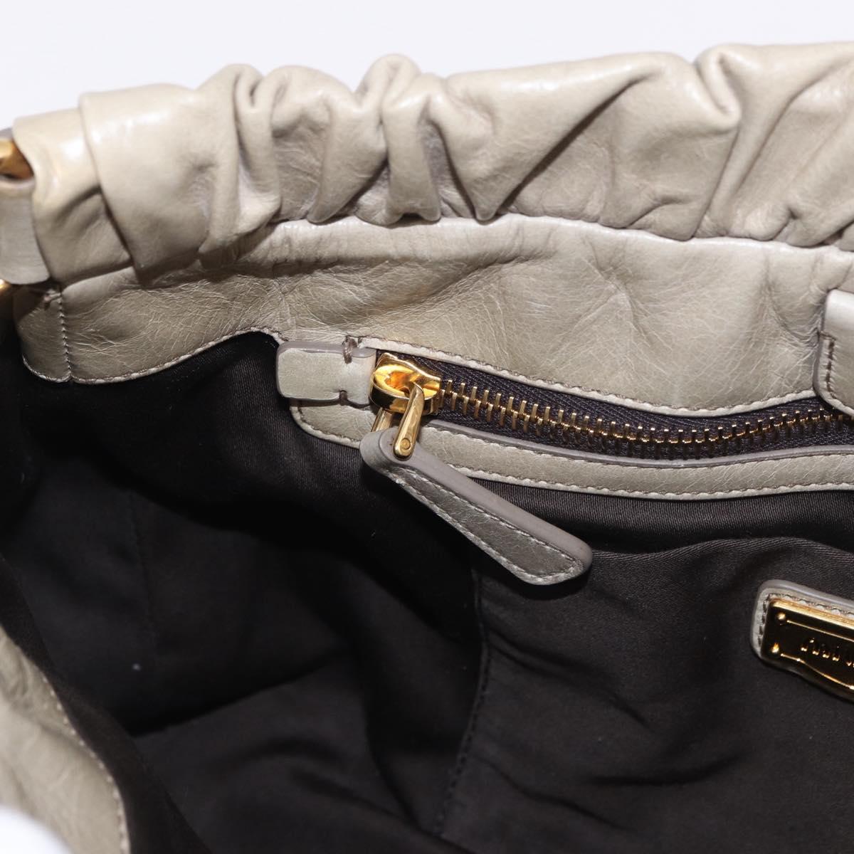 Miu Miu Hand Bag Leather 2way Beige Gold Auth 186300M