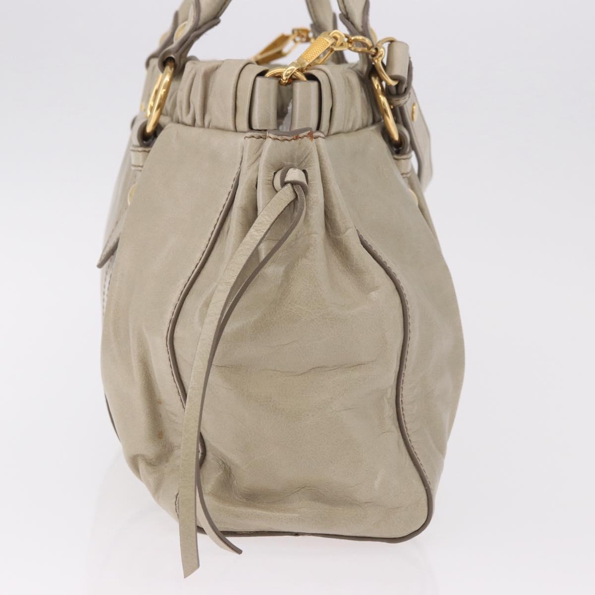 Miu Miu Hand Bag Leather 2way Beige Gold Auth 186300M